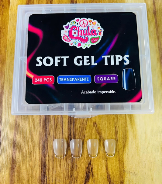 NUEVO CHULITIPS SOFT GEL SQUARE 240 PZAS (CAJA DURA)
