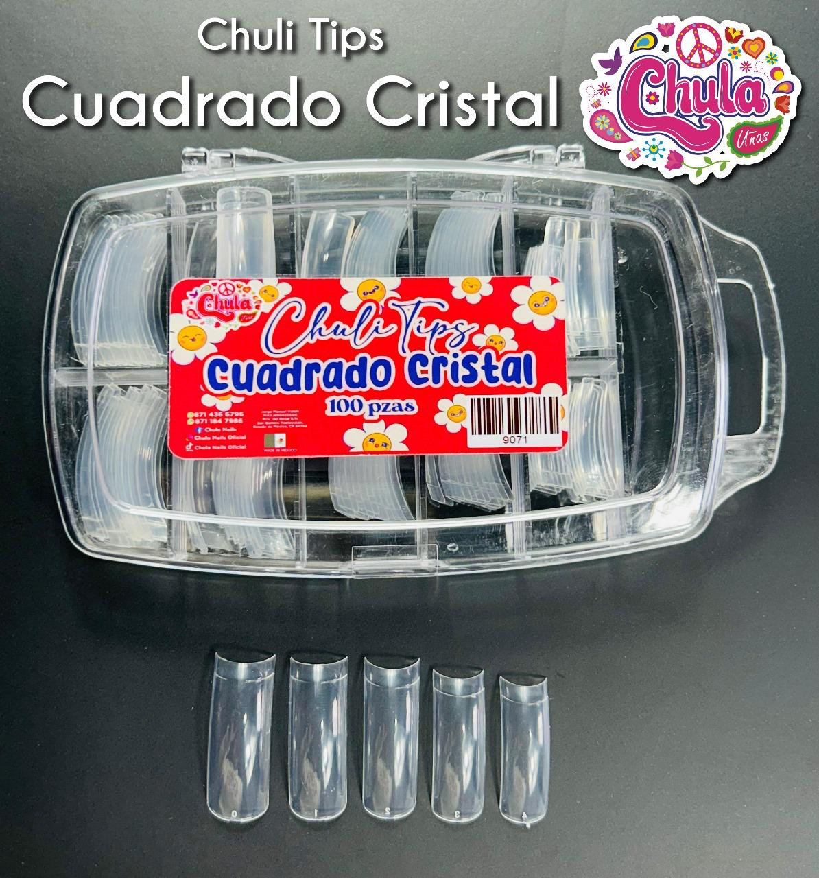 CHULITIPS CUADRADO CRISTAL 100 PZAS (CAJA DURA)