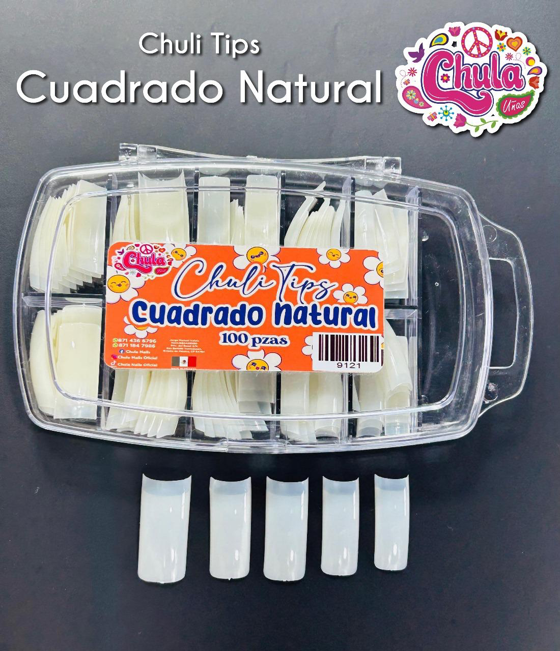 CHULITIPS CUADRADO NATURAL 100 PZAS (CAJA DURA)